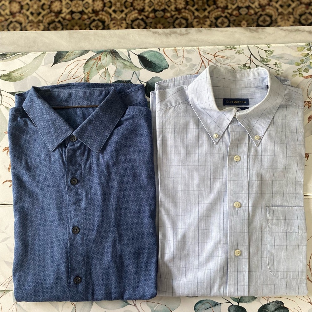 2 Dress Shirts long sleeve men. size-16-16.5 (34-35) 100% cotton.